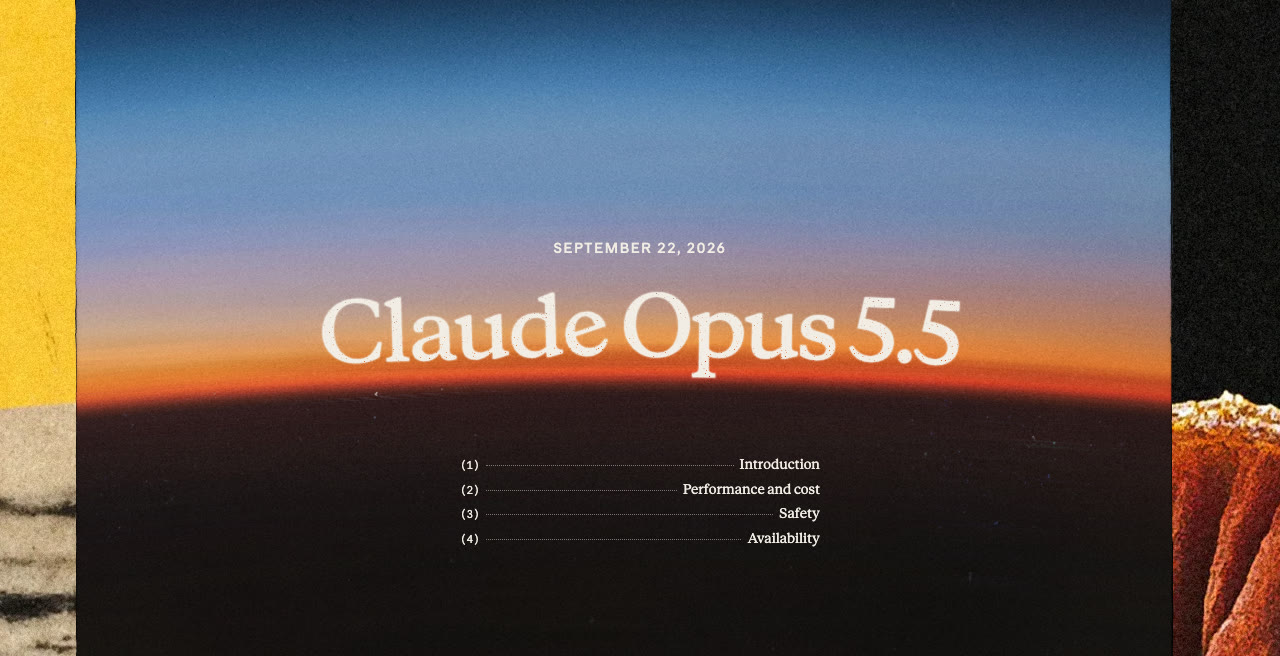 Anthropic announcement page for Claude Opus 5.5, dated 22 September 2026