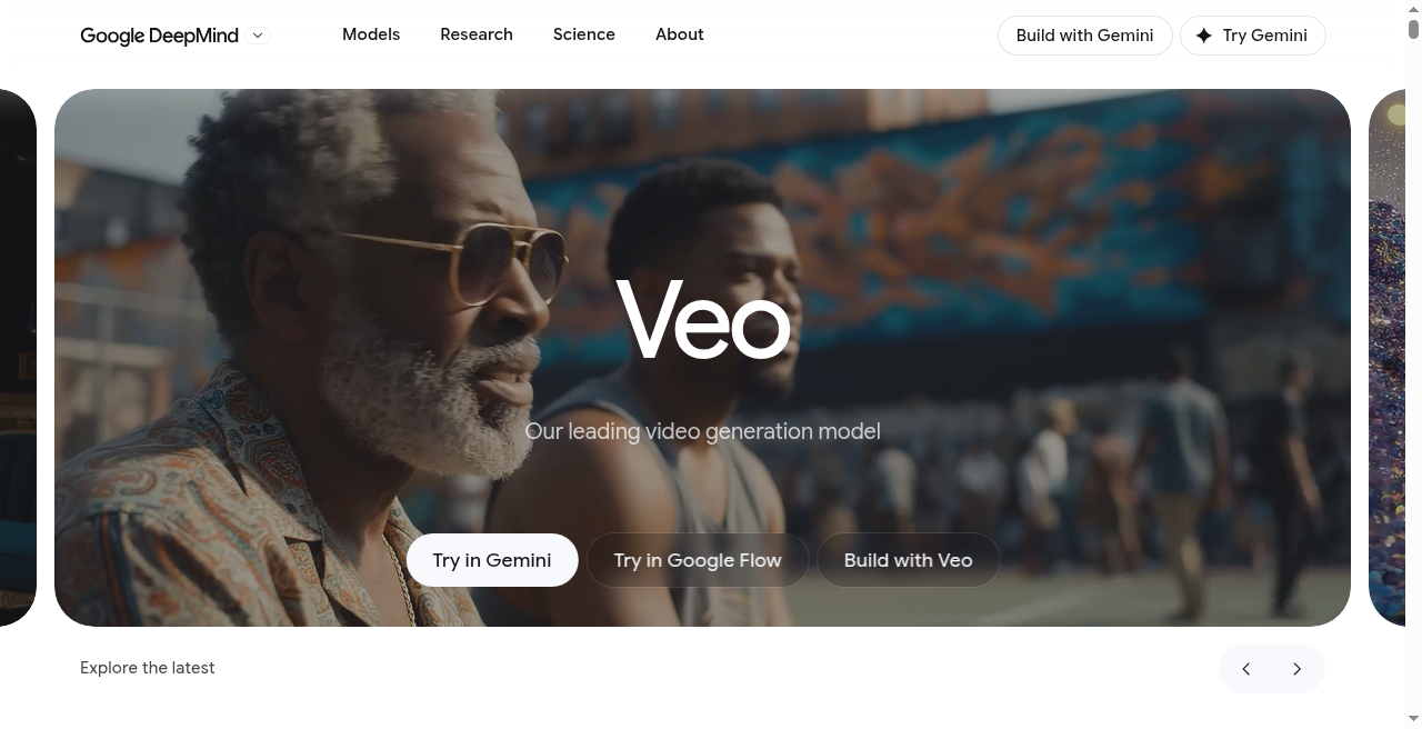Google DeepMind Veo AI video model page