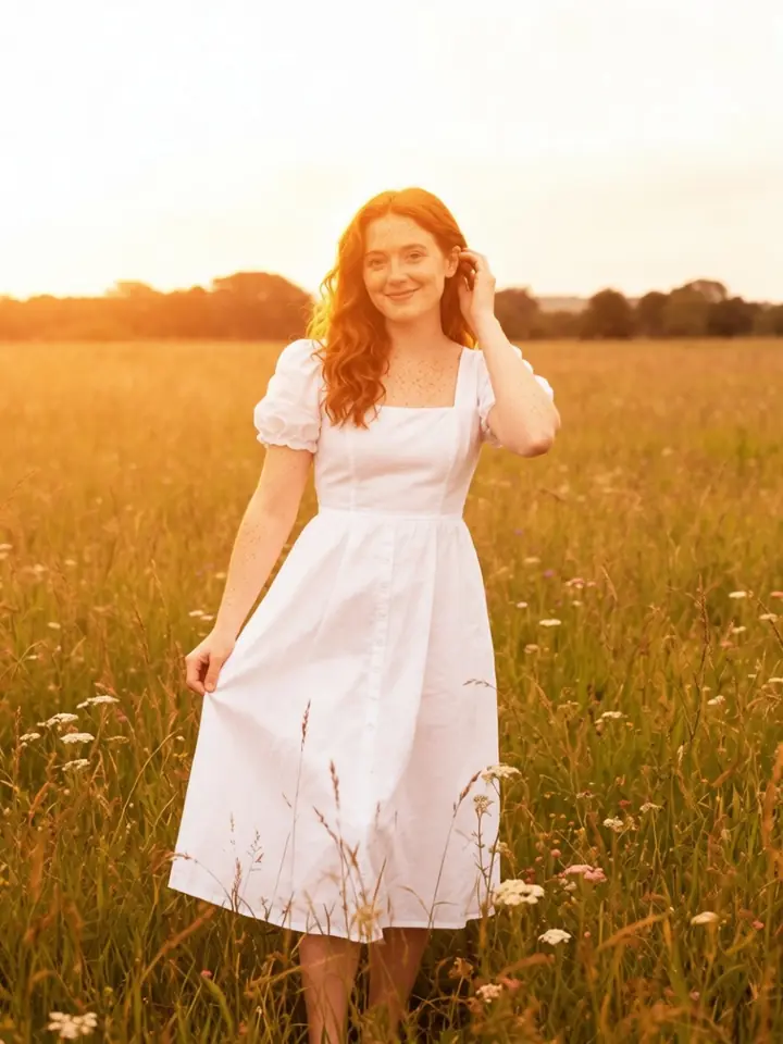 The same photo re-shot in the Golden hour look: low warm sun and a golden glow over the grass