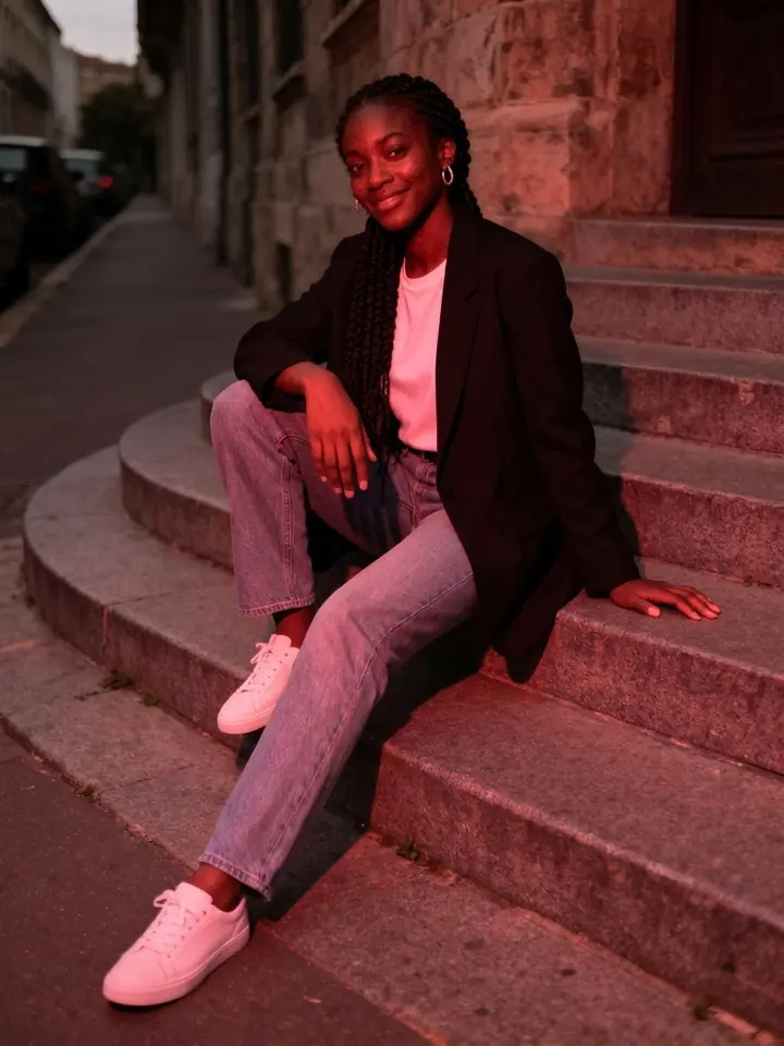 The same photo re-shot in the Red flash look: a red-gelled flash and deep red shadows